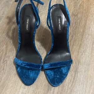 Nine West Blue Velvet Strappy Heels